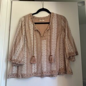Tularosa Tan Relaxed Tie Front Blouse